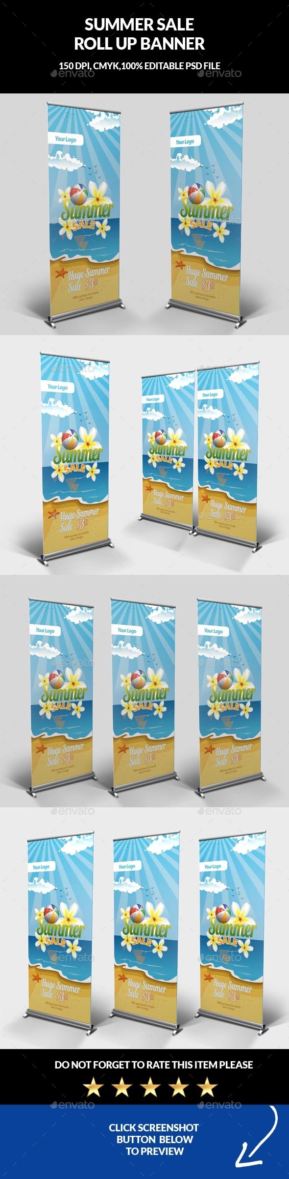 Summer Sale Roll Up Banner - Signage Print Templates