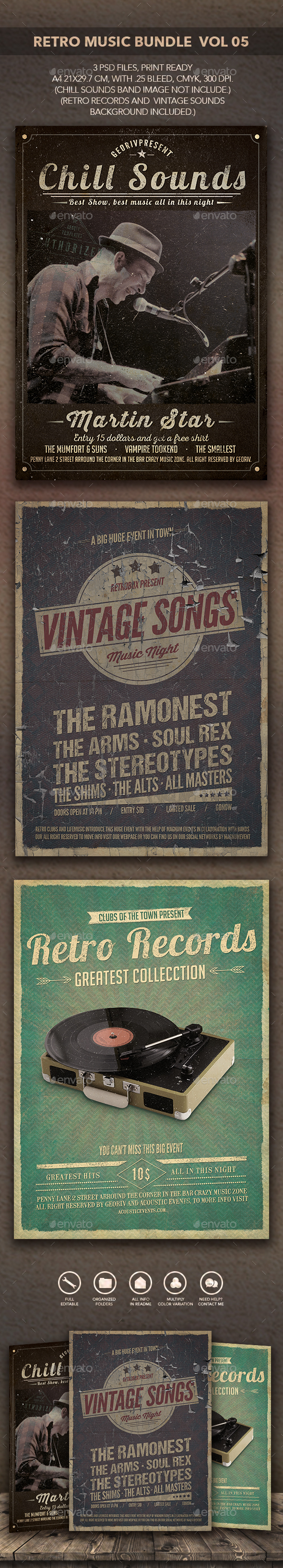 Retro Music Bundle Vol 05 - Flyers Print Templates