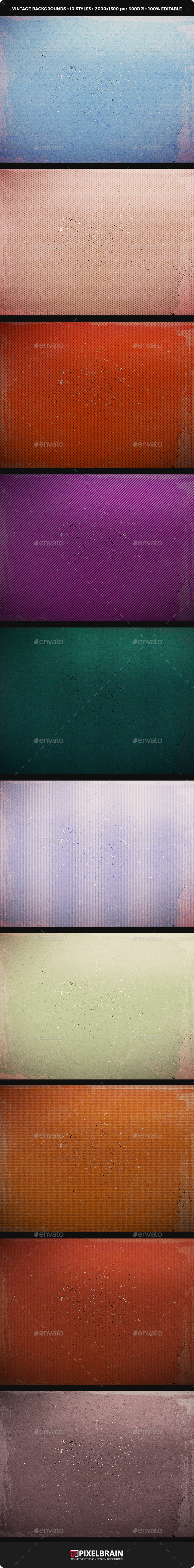 10 Style Vintage Backgrounds Vol. 2 - Backgrounds Graphics