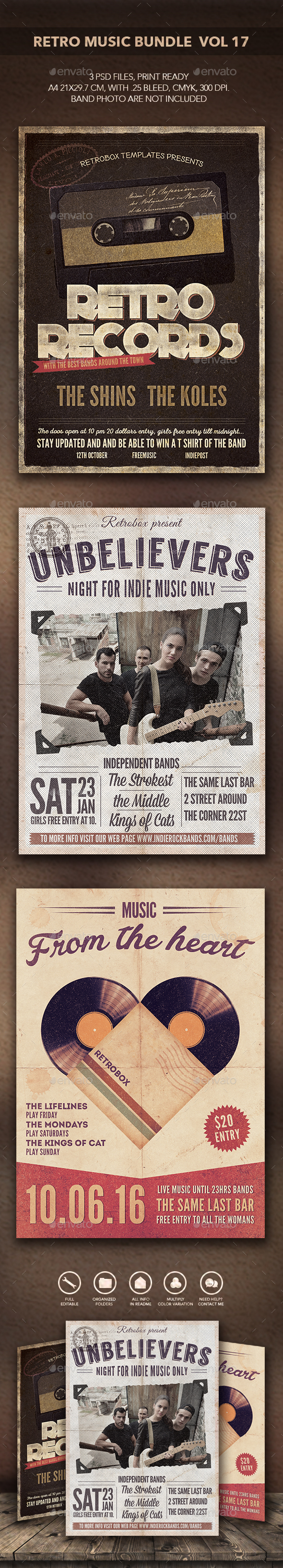 Retro Music Bundle vol 17 - Flyers Print Templates