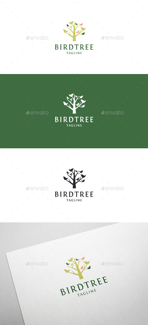 Bird Tree Logo Template - Nature Logo Templates