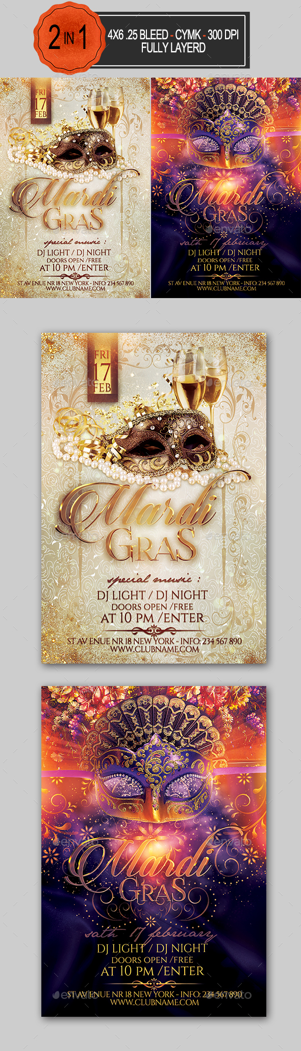 2 in 1 Mardi Gras Bundle - Clubs & Parties Events