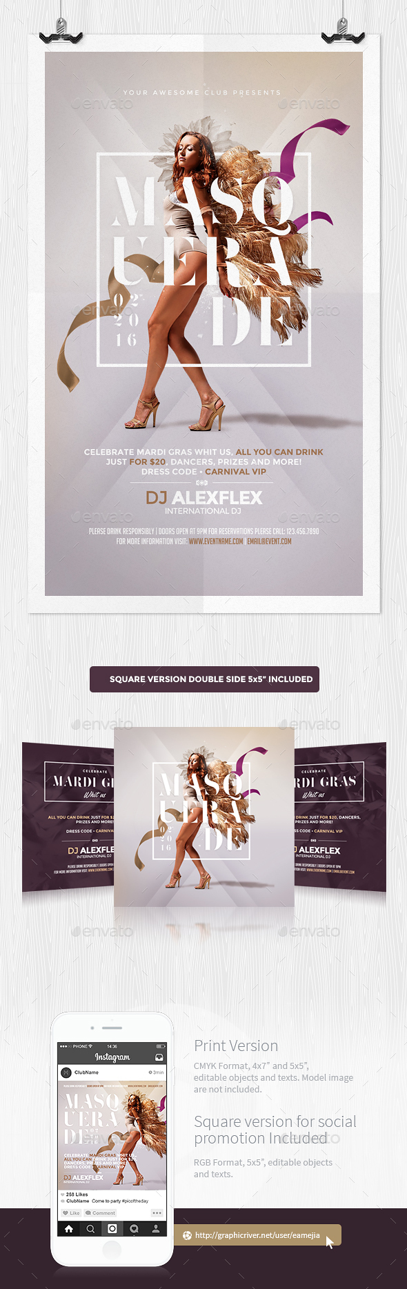 Carnival Mardi Gras Party Flyer - Clubs & Parties Events