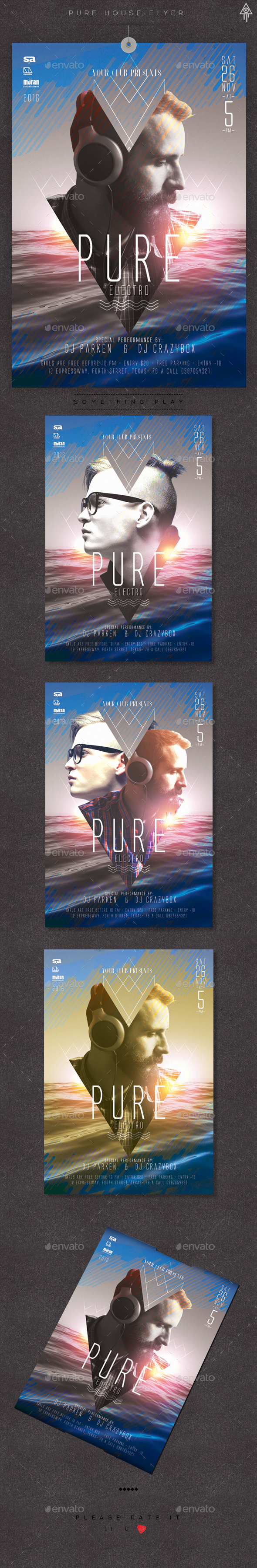 Pure House Flyer - Clubs & Parties Events