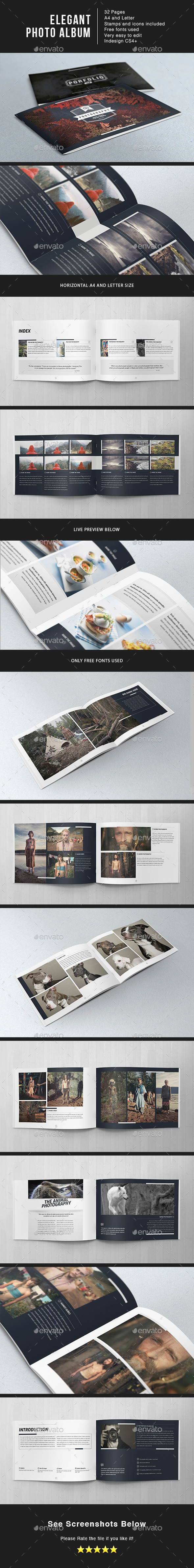 Elegant Photo Album Template A4 + Letter - Photo Albums Print Templates