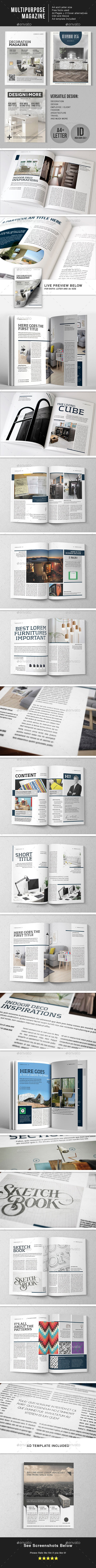 Multipurpose 44 Page Magazine Template- A4 + Letter - Magazines Print Templates
