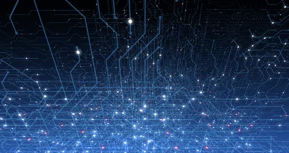 4K seamless loop of print circuit technology cyber and futuristic concept. alt