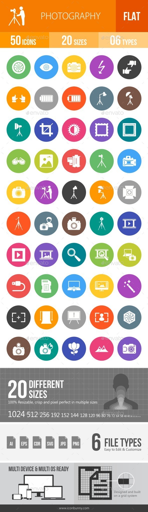 Photography Flat Round Icons - Icons