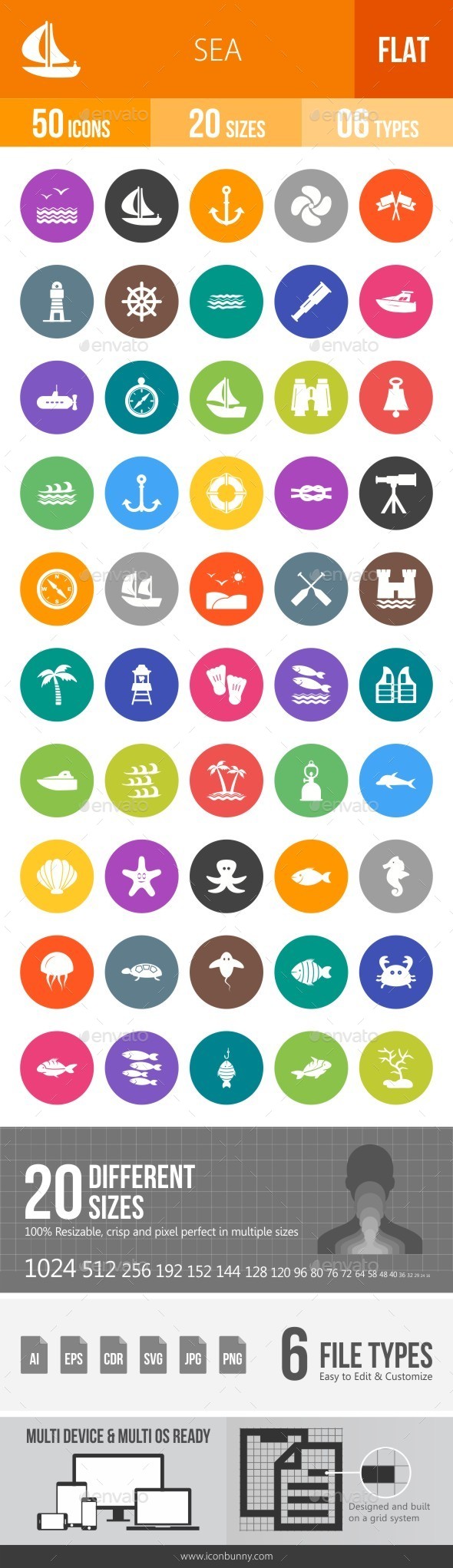 Sea Flat Round Icons - Icons
