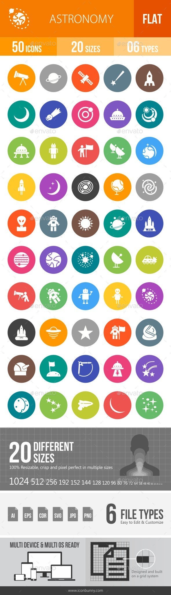 Astronomy Flat Round Icons - Icons