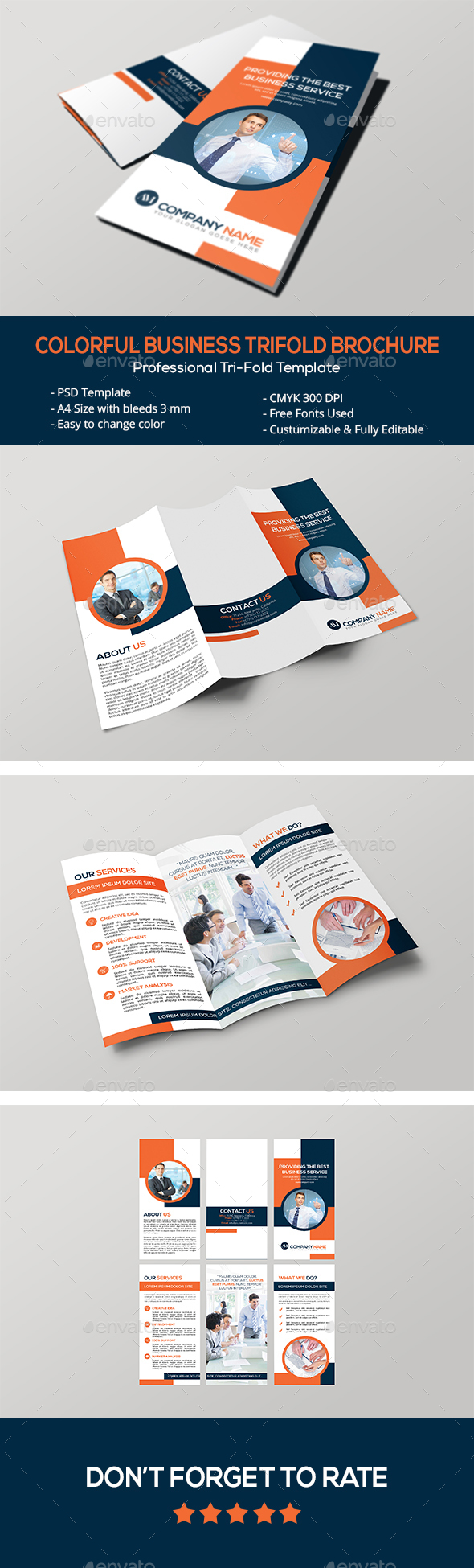 Colorful Business Trifold Brochure - Corporate Brochures