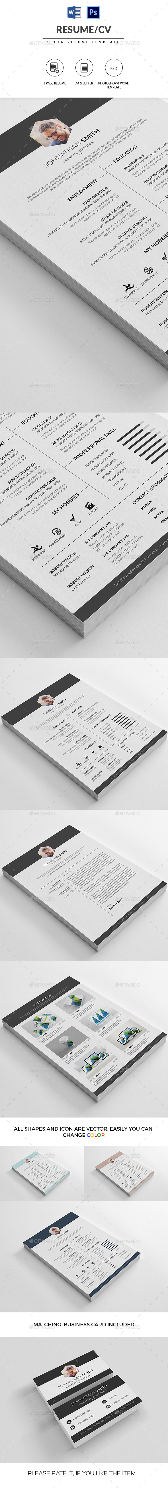 Clean Resume/CV - Resumes Stationery