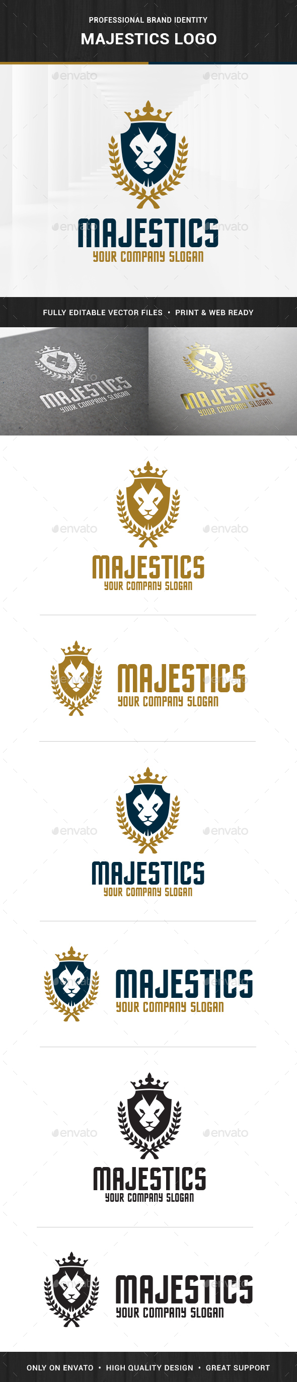 Majestics - Lion Crest Logo - Animals Logo Templates