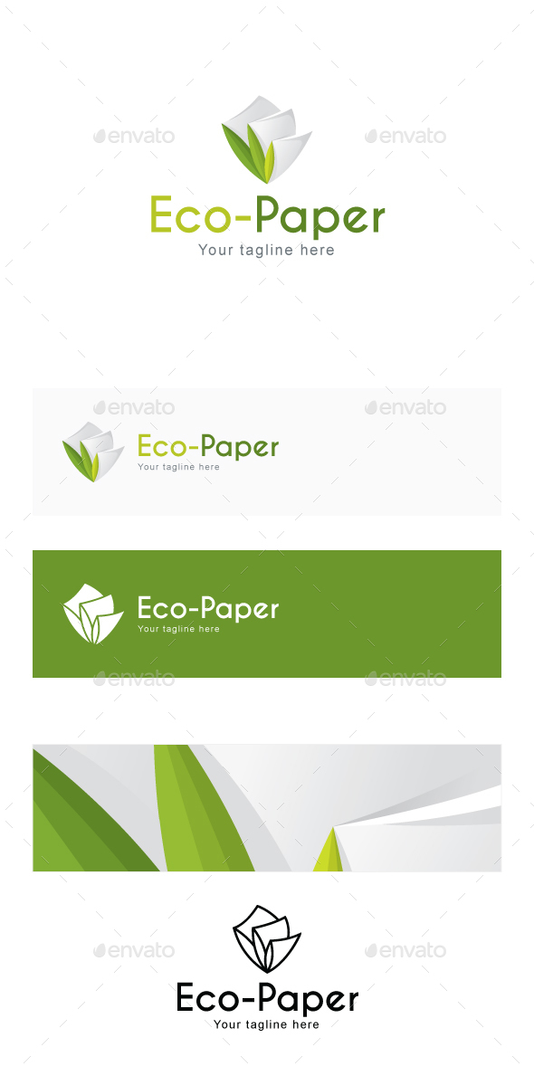 Eco Paper - Recyclable Stationary Products Stock Logo Template for Manufacturing & Green Projects - Abstract Logo Templates