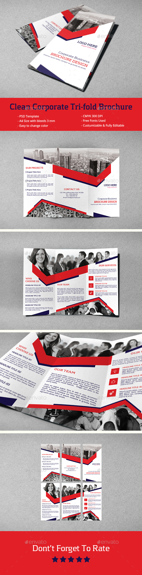 Clean Corporate Tri-Fold Brochure - Corporate Brochures