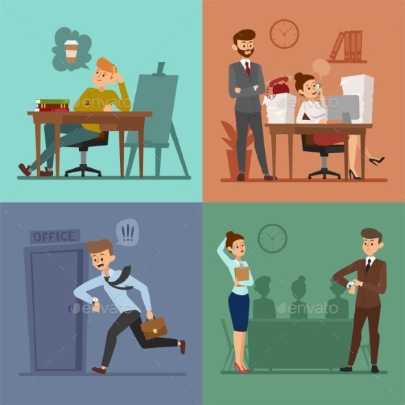 Business Work Time Lag Vector Illusutration - Concepts Business