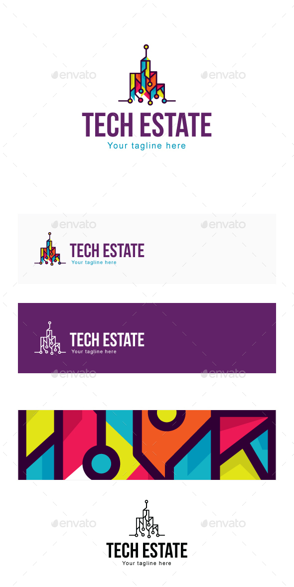 Tech Estate - High Profile Property Projects Real Estate Stock Logo Template for Engineering & Buil - Buildings Logo Templates