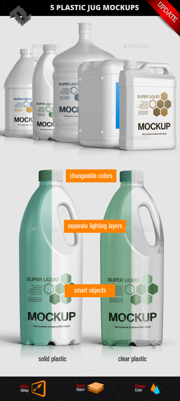 Download 5 Plastic Jug Gallon Mockups By Fusionhorn Graphicriver