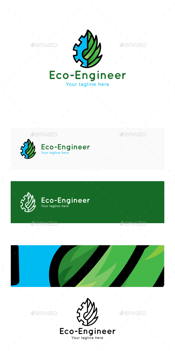 Eco Engineer - Environment Friendly Manufacturing Industry Stock Logo Template for Green Tools & Mac - Nature Logo Templates