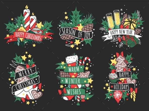 New Year Greeting Card Vector Banner Isolated - Christmas Seasons/Holidays