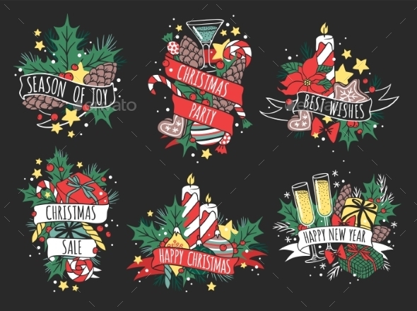 New Year Greeting Card Vector Banner Isolated - Christmas Seasons/Holidays