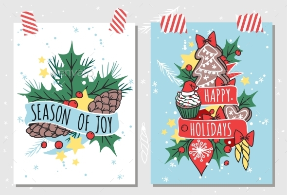 New Year Greeting Card Vector Banner Isolated - Christmas Seasons/Holidays