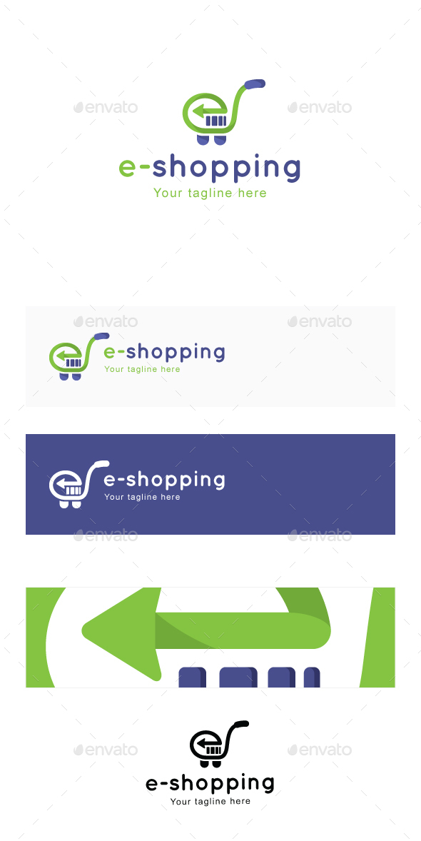 E Shopping Trolley Cart Bar Code Alphabetic Iconic Stock Logo Template For E Commerce By Vecras