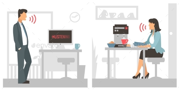 Voice Control Vector Illustration Smart Computer - Computers Technology