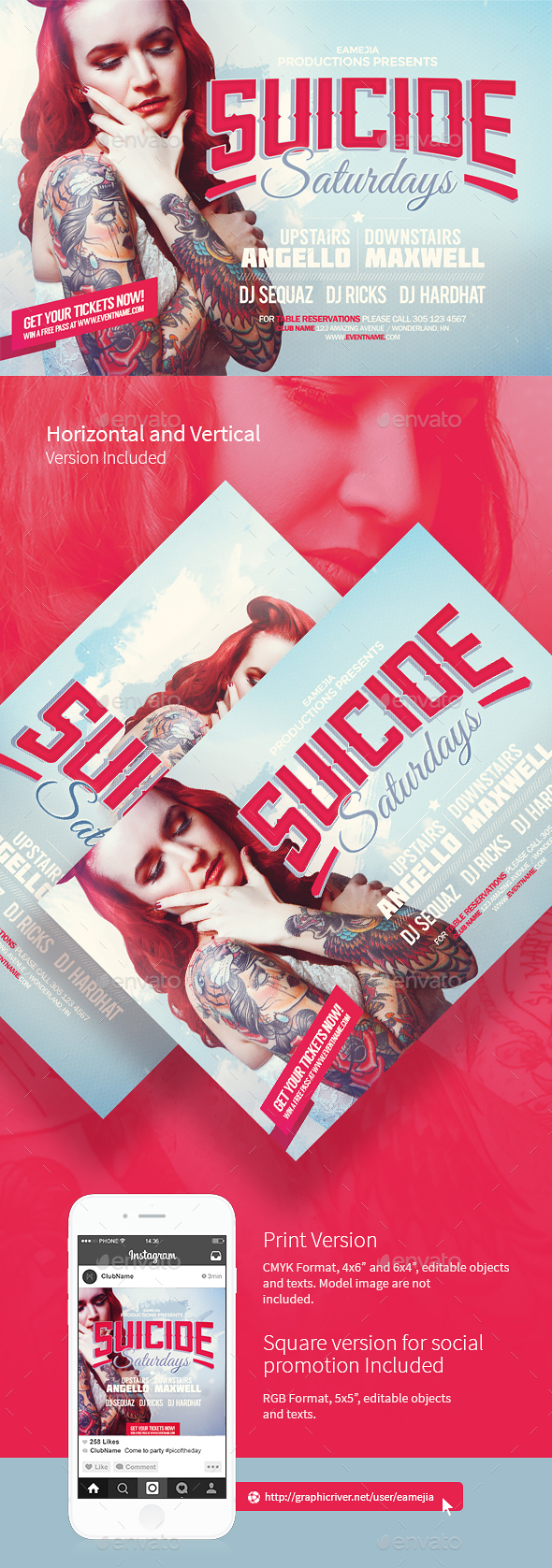 Suicide Saturdays Flyer Template - Clubs & Parties Events