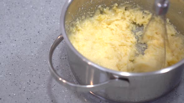 Eggs and Sugar in Mixing Bowl Prepare for Bake