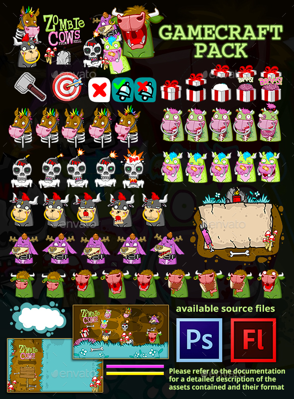 Zombie Cows Game Assets - Game Assets