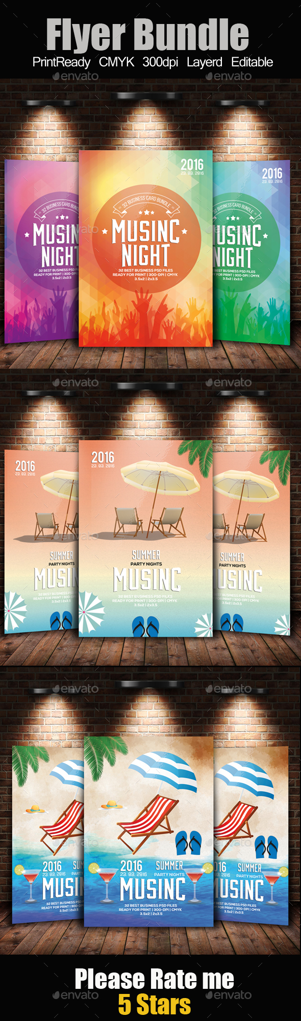 Electro Summer Flyer Template Bundle - Clubs & Parties Events