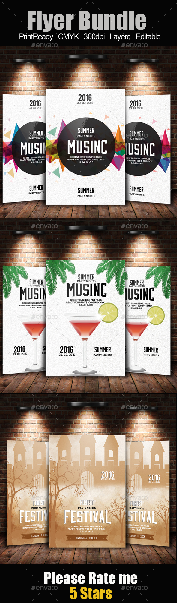 Summer Fest Flyer Templates Bundle - Clubs & Parties Events