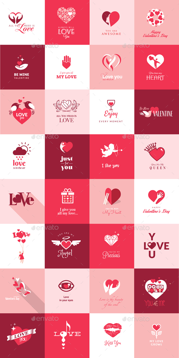 Set of Flat Design Love Icons - Icons