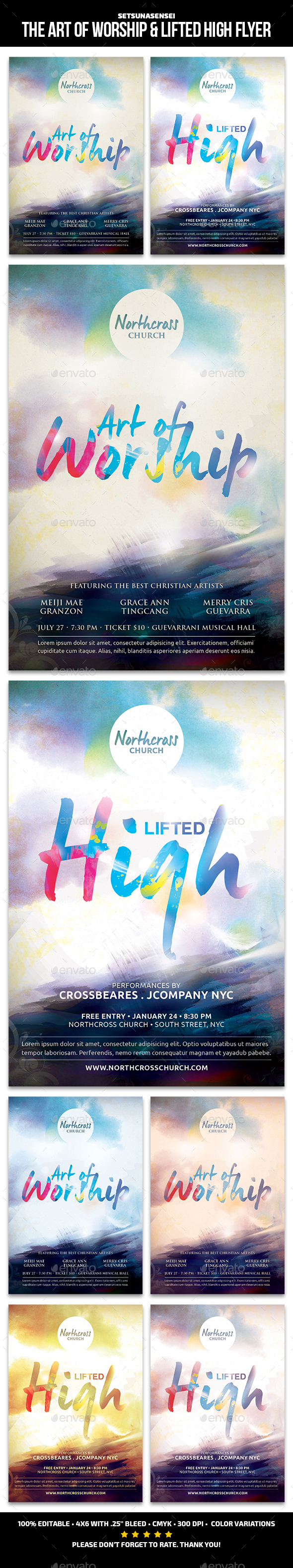The Art of Worship & Lifted High Church Flyer - Church Flyers