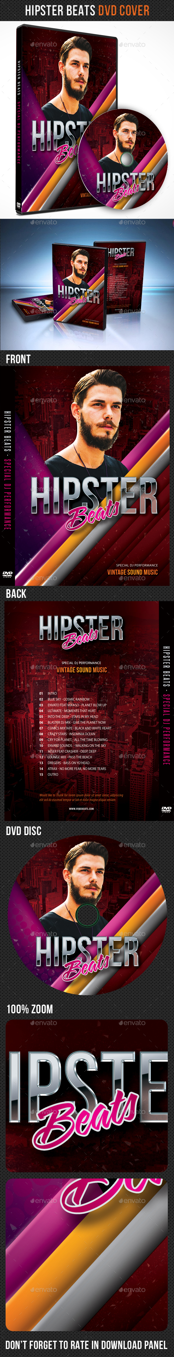 Hipster Beats Music DVD Cover Template - CD & DVD Artwork Print Templates