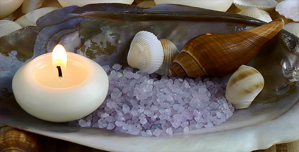 Seashells and Beauty Salt with Candle