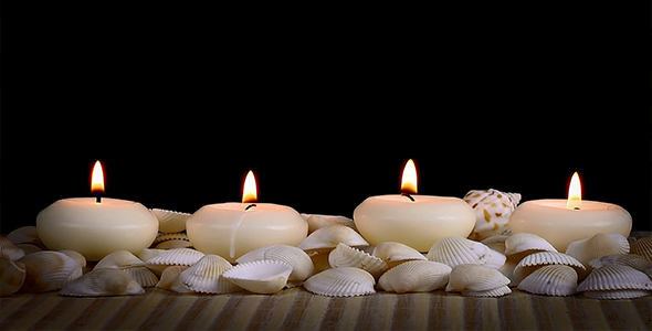 Spa Concept with Seashells and Candles