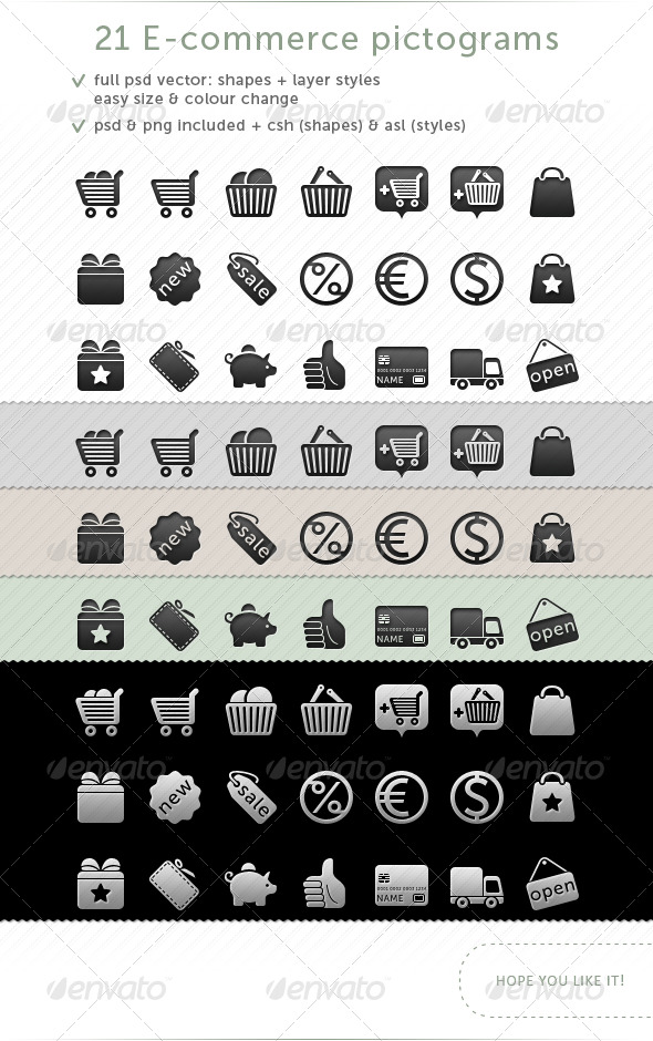21 e-commerce Pictograms - Web Icons