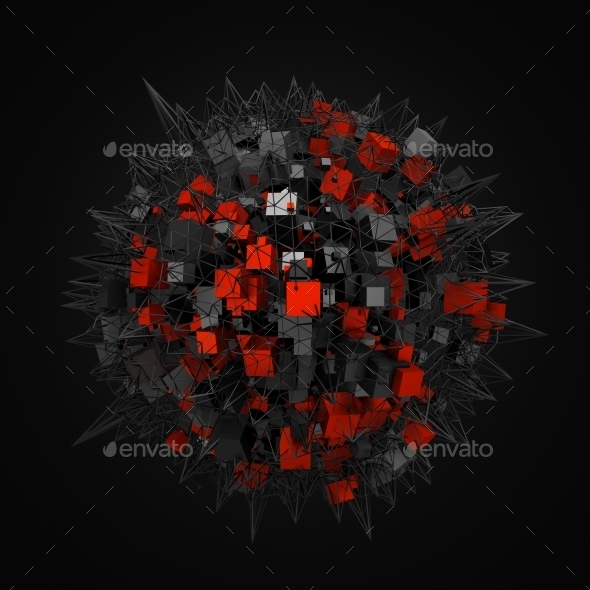 Abstract Sphere With Chaotic Structure. - 3D Backgrounds