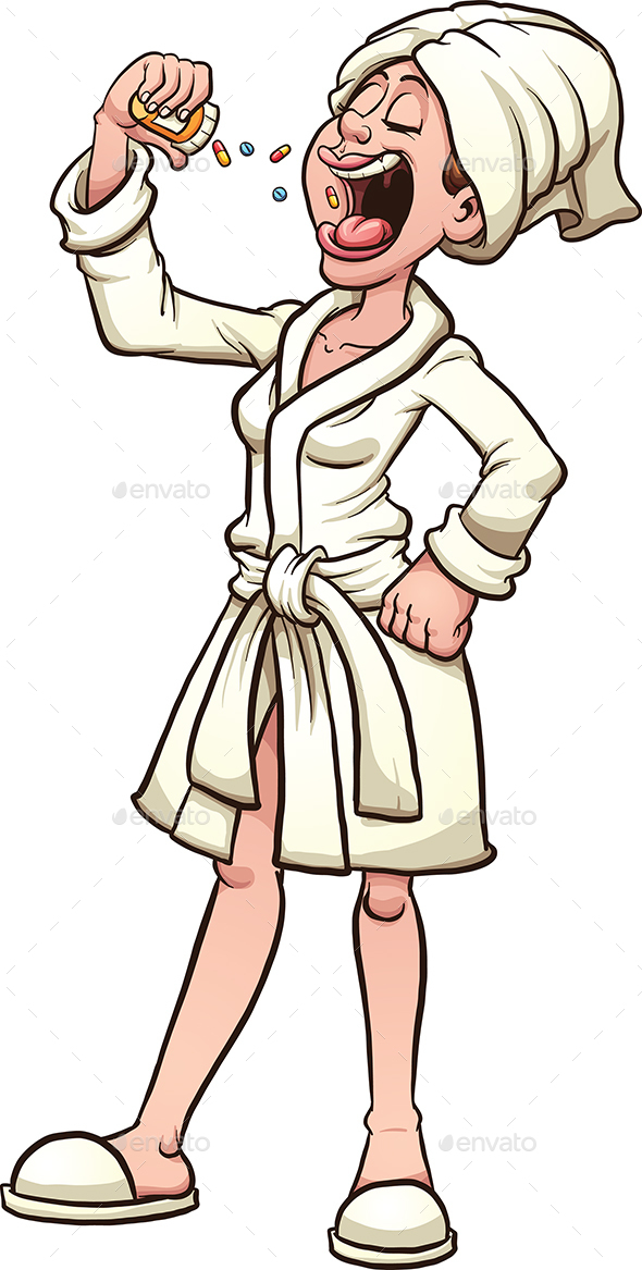 Woman Taking Pills - People Characters
