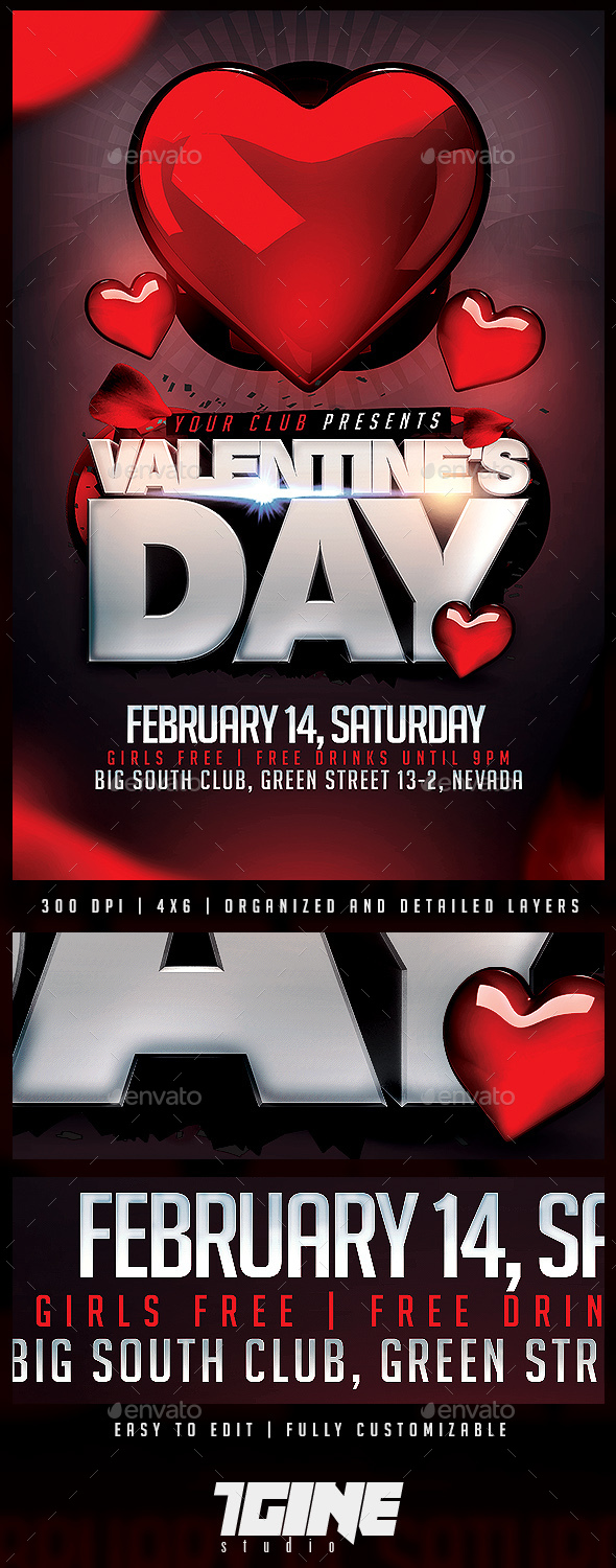 Valentine's Day Party Flyer Template - Holidays Events