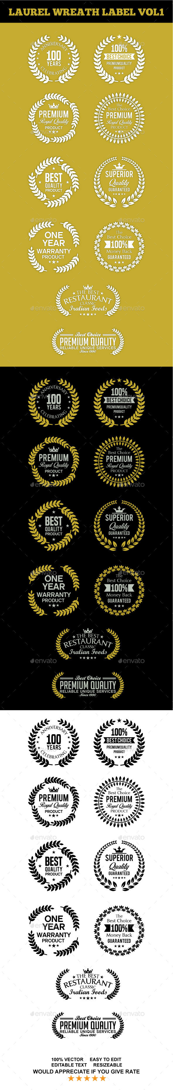 Laurel Wreath Label Vol 1 - Badges & Stickers Web Elements