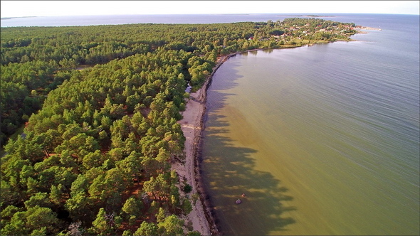 Aerial Landscape Shot of Kaberneeme Forest in Estonia