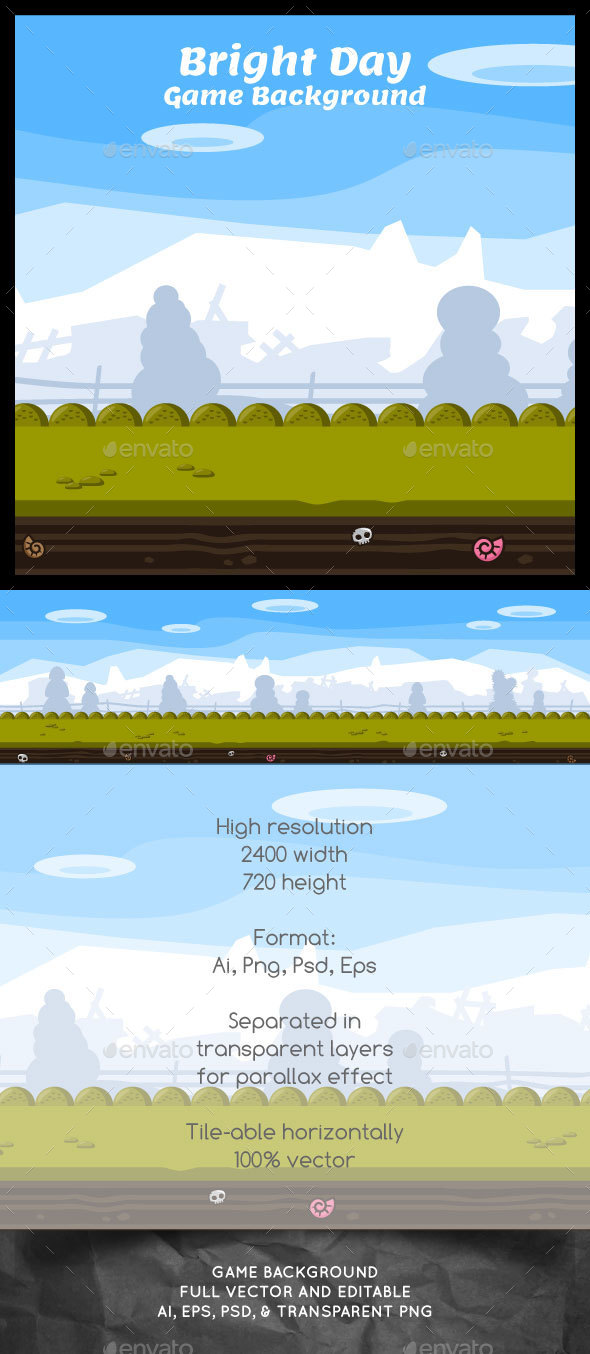 Bright Day Game Background - Backgrounds Game Assets