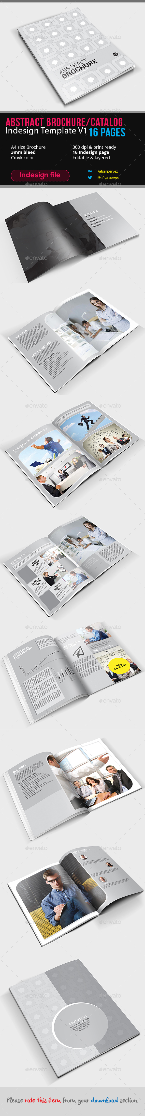 Abstract Brochure Catalog Indesign Template V1 – 16 Pages - Corporate Brochures