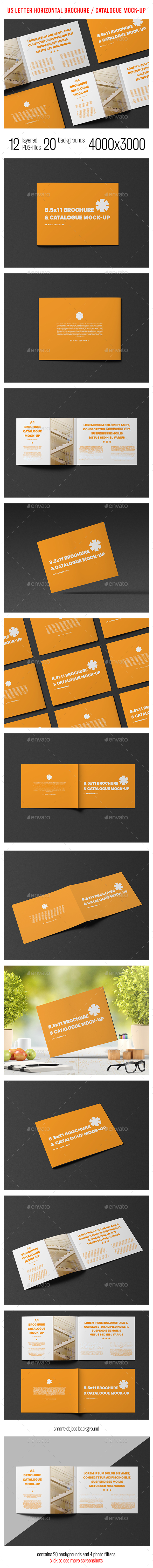 US Letter Horizontal Catalogue / Brochure Mock-Up - Brochures Print