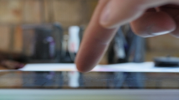 Finger Using Touch Screen In Office