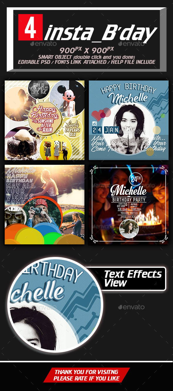 Insta Birthday - Social Media Web Elements