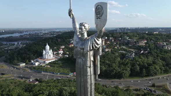 Kyiv, Ukraine: Aerial View of the Motherland Monument alt